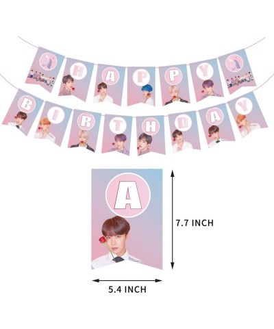 BTS Birthday Party Kit Supplies For Bangtan Boys includes Banner - 1 Cake Topper - 24 Cupcake Toppers - 16 Balloons - 40 Stic...