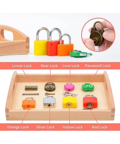 Montessori Lock and Key Toy Set Wooden Tray Montessori Materials Homeschool Preschool Educationl Toys for 3+ Year Old Toddler...