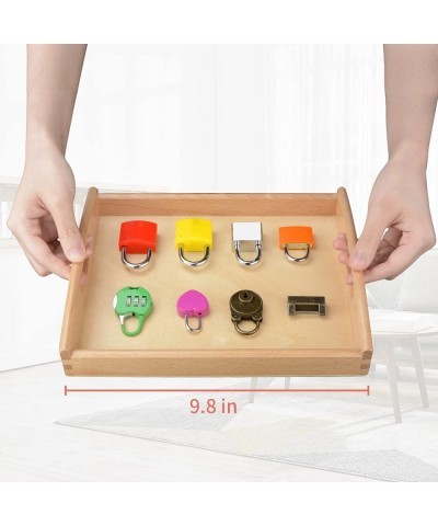 Montessori Lock and Key Toy Set Wooden Tray Montessori Materials Homeschool Preschool Educationl Toys for 3+ Year Old Toddler...