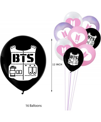 BTS Birthday Party Kit Supplies For Bangtan Boys includes Banner - 1 Cake Topper - 24 Cupcake Toppers - 16 Balloons - 40 Stic...