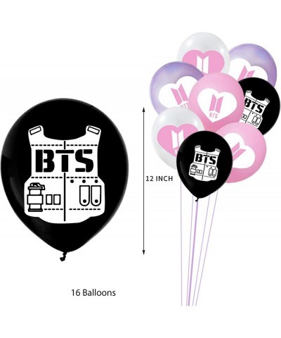 BTS Birthday Party Kit Supplies For Bangtan Boys includes Banner - 1 Cake Topper - 24 Cupcake Toppers - 16 Balloons - 40 Stic...