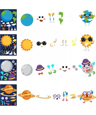 45pcs Make Your Own Planet Stickers Games 9 Planets Solar System Birthday Party Favor Stickers for Kids DIY Outer Space Make ...