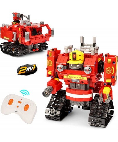 Remote Control Robot Building Kits Compatible with Lego Robots for Boys Ages 8-12 2 in 1 STEM Projects Firetruck for Kids Bir...