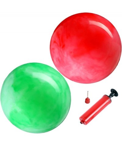 2 Pcs Marbleized Bouncy Balls & 1 Pump 9 Inch Inflatable Sensory Balls Beach Ball Kickball Bouncy Balls School Playground Bal...