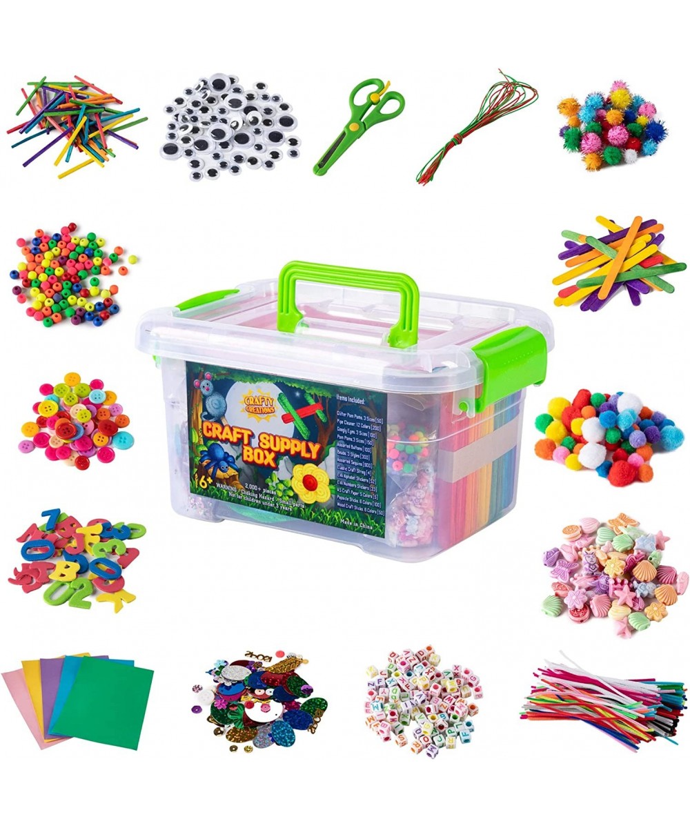 Jumbo Arts & Crafts Kit Box - 2 000+ Pieces Pompoms Craft Sticks Pipe Cleaners Scissors & More in Large Craft Box - Art Suppl...