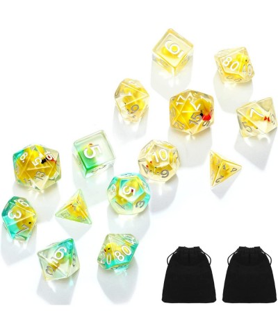 14-Die Rubber Ducks Dice Resin Polyhedral Dice Set Filled with Animal Ice Duck Dice Cool Rubber Ducks Dice Translucent Cute D...