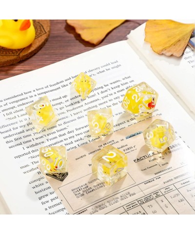 14-Die Rubber Ducks Dice Resin Polyhedral Dice Set Filled with Animal Ice Duck Dice Cool Rubber Ducks Dice Translucent Cute D...