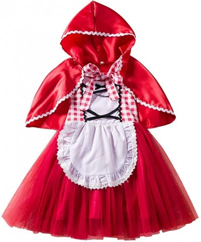 Little Red Riding Hood Costume for Girls Dress Cape Cloak Halloween Cosplay Kid Deluxe Storybook Fairy Tale Outfit Set $33.60...