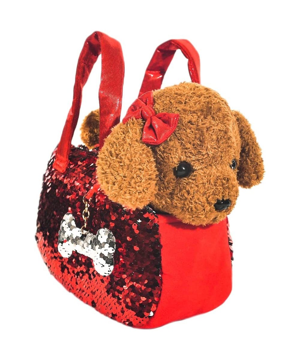 Plush Dog Pet Carrier Set with Purse with Reversible Sequins & Charm - Labradoodle Stuffed Animal Puppy for Girls - Cute Plus...