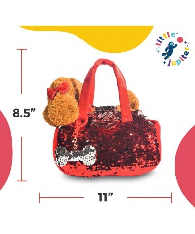 Plush Dog Pet Carrier Set with Purse with Reversible Sequins & Charm - Labradoodle Stuffed Animal Puppy for Girls - Cute Plus...