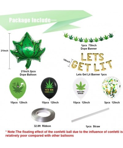 47pcs 'lets get lit' Party decorations for adults weed set includes Latex Marijuana balloons weed shape foil balloons and ban...