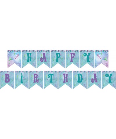 Mermaid Birthday Banner Party Supplies Serves 8–Mermaid Dinner Plates Dessert Plates Mermaid Banner Cups and Napkins(61PCS) $...