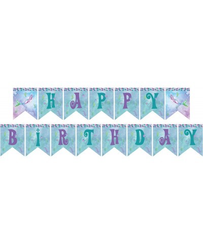 Mermaid Birthday Banner Party Supplies Serves 8–Mermaid Dinner Plates Dessert Plates Mermaid Banner Cups and Napkins(61PCS) $...