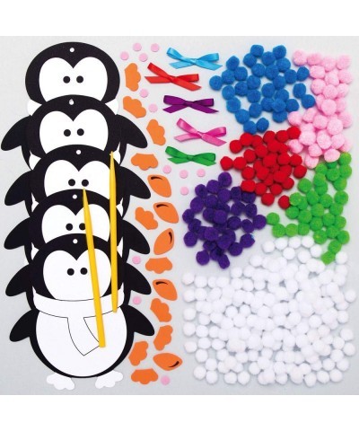 AX356 Penguin Pom Pom Decoration Kits - Pack of 5 Christmas Tree Ornmanets for Kids Arts and Crafting Activities $16.34 Kids'...