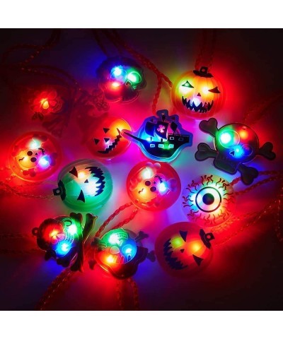 Halloween LED Light Up Neckalce for Kids Adults Flashing Necklace Birthday Party Favors Blinking Soft Rubber Decorations Asso...