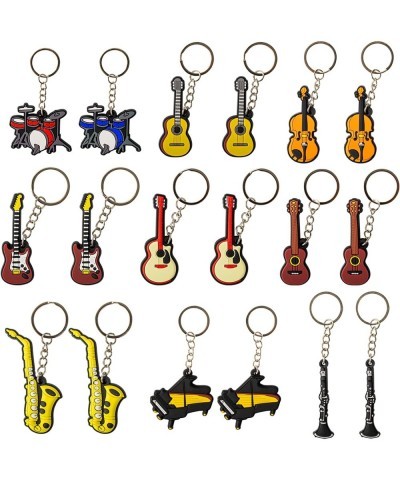 18 Pcs Miniature Musical Instrument Keychains Metal Key Rings with Assorted Creative Rubber Instrument for Music Party Favors...