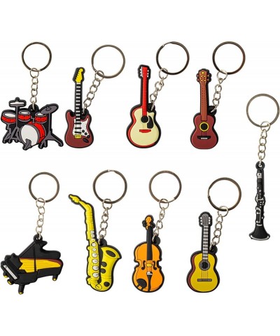 18 Pcs Miniature Musical Instrument Keychains Metal Key Rings with Assorted Creative Rubber Instrument for Music Party Favors...