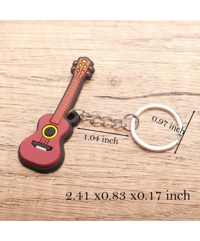 18 Pcs Miniature Musical Instrument Keychains Metal Key Rings with Assorted Creative Rubber Instrument for Music Party Favors...