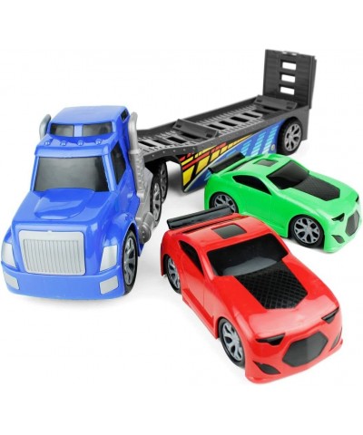 Big Truck Hauler Playset - Car Transporter Trailer with 2 Race Cars Included - Big Toy Car Carrier Truck for Kids and Toddler...