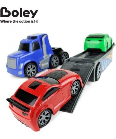 Big Truck Hauler Playset - Car Transporter Trailer with 2 Race Cars Included - Big Toy Car Carrier Truck for Kids and Toddler...