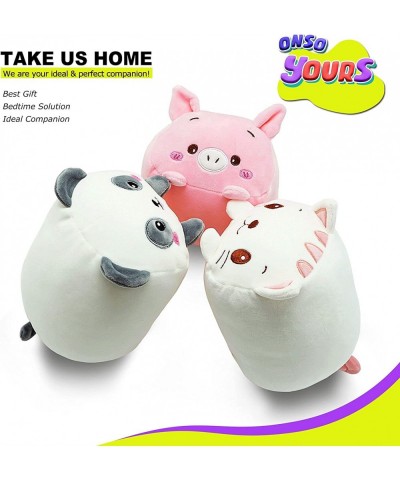 Plush Toys Set 3Pcs Stuffed Animals with Panda Pig and Cat Creative Decoration Cuddly Plush Pillows 9" for Kids Girls Boys (P...