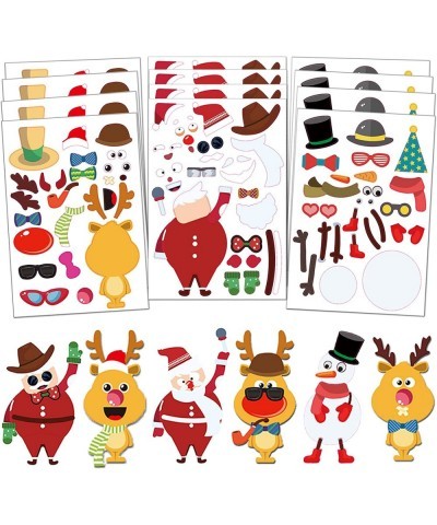 12 Sheets Christmas Stickers for Kids Crafts Party Games Christmas Make Your Own Face Stickers Activities Sticker for Kids Bo...