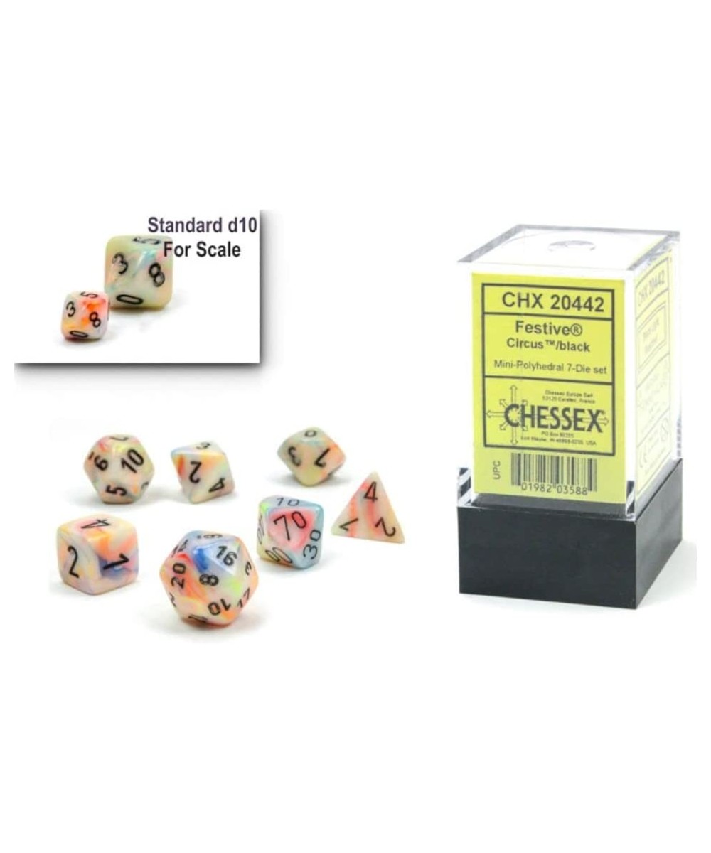 Dice Set – 10mm Festive Circus/Black Plastic Polyhedral Dice Set – Dungeons and Dragons D&D DND TTRPG Dice – Includes 7 Dice ...