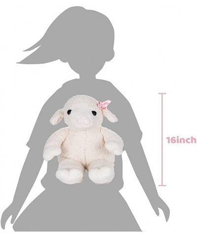 Lamb Stuffed Animal with Pink Bow Cuddly Lamb Plush Toy Lovely Fluffy Sutffed Sheep Great Gift for Kids Girls (16”) $22.38 St...