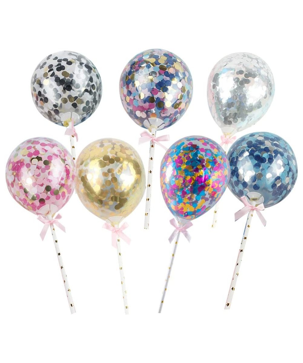 Balloon Cake Toppers Mini Transparent Confetti Balloon for Wedding Birthday Valentines Day Evening New Year Party Supplies 7P...