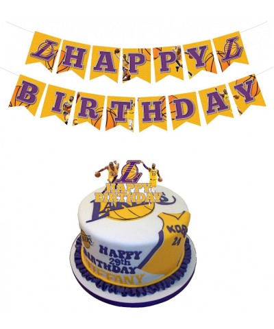 Soomei Basketball Happy Birthday Banner Cake Topper Basketball Stars Themed Decor Party Supplies for Birthday Party Decoratio...