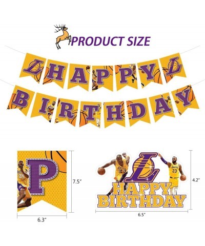 Soomei Basketball Happy Birthday Banner Cake Topper Basketball Stars Themed Decor Party Supplies for Birthday Party Decoratio...