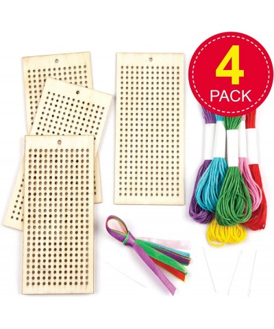 AR141 Wooden Bookmark Cross Stitch Kits - Pack of 4 Embroidery Set with Thread for Kids $16.66 Kids' Drawing & Writing Boards