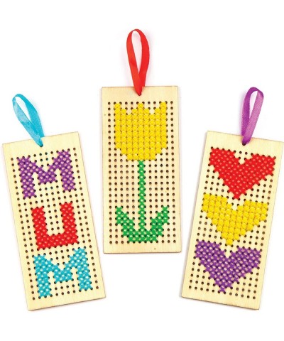 AR141 Wooden Bookmark Cross Stitch Kits - Pack of 4 Embroidery Set with Thread for Kids $16.66 Kids' Drawing & Writing Boards