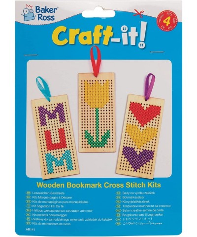 AR141 Wooden Bookmark Cross Stitch Kits - Pack of 4 Embroidery Set with Thread for Kids $16.66 Kids' Drawing & Writing Boards