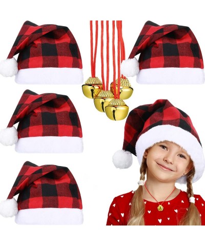 4 Pieces Christmas Santa Hat for Kids and 4 Pieces Christmas Bell Necklaces Ornaments for Merry Xmas Carnival Party $17.32 Ki...