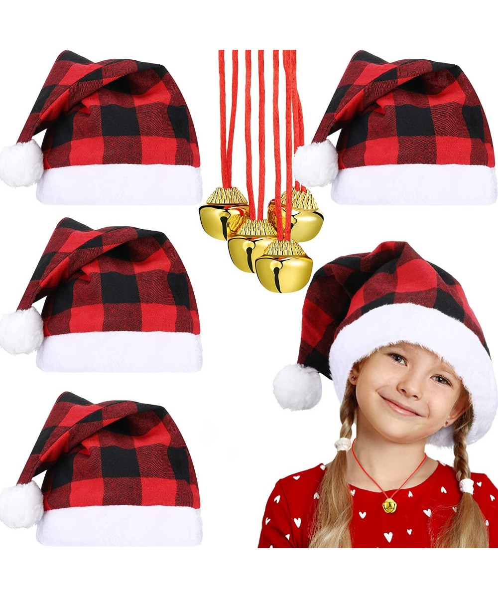 4 Pieces Christmas Santa Hat for Kids and 4 Pieces Christmas Bell Necklaces Ornaments for Merry Xmas Carnival Party $17.32 Ki...