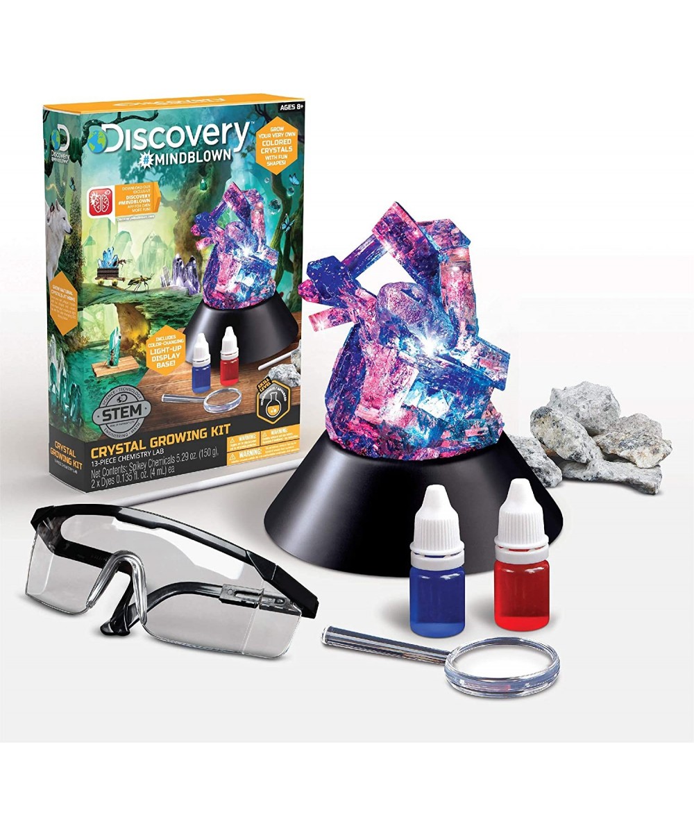 Discovery MINDBLOWN 14-Piece Lab Crystal Growing Kit Grow Spiky Colored Crystals Includes Mold Shapes and LED Light Display S...