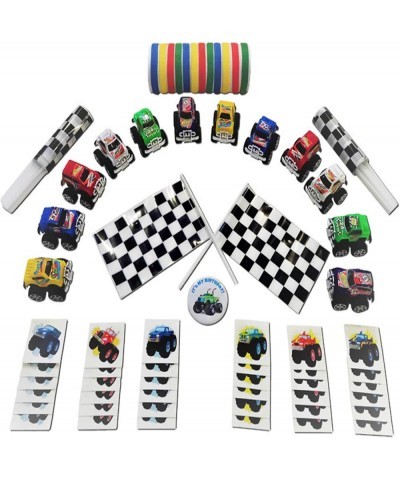 Party Favors for 12 Monster Trucks Flags Tattoos Rubber Bracelets Birthday Button Bundle $66.65 Kids' Party Favor Sets