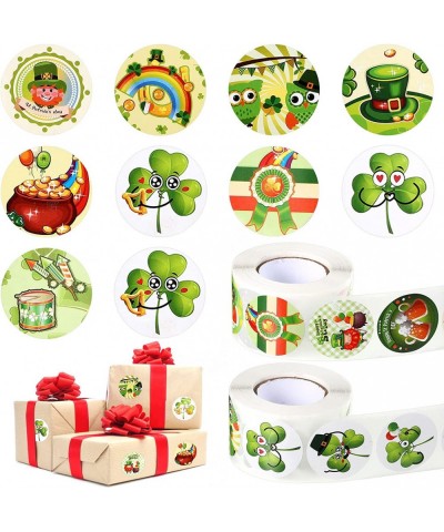 1000 Pieces St. Patrick's Day Roll Stickers Shamrock Party Decorations Irish Green Shamrock 1.5 Inch Stickers Round Colored S...