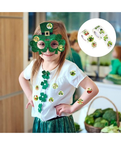 1000 Pieces St. Patrick's Day Roll Stickers Shamrock Party Decorations Irish Green Shamrock 1.5 Inch Stickers Round Colored S...