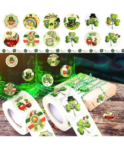 1000 Pieces St. Patrick's Day Roll Stickers Shamrock Party Decorations Irish Green Shamrock 1.5 Inch Stickers Round Colored S...