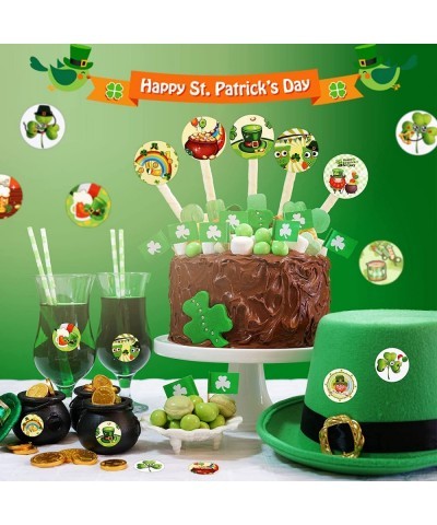 1000 Pieces St. Patrick's Day Roll Stickers Shamrock Party Decorations Irish Green Shamrock 1.5 Inch Stickers Round Colored S...