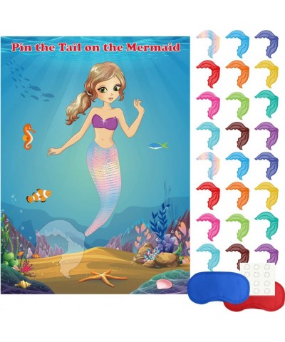 Mermaid Party Supplies Pin The Tail on The Mermaid Party Game with 24Pcs Tail Stickers for Mermaid Party Favors Kids Birthday...