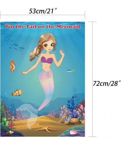 Mermaid Party Supplies Pin The Tail on The Mermaid Party Game with 24Pcs Tail Stickers for Mermaid Party Favors Kids Birthday...