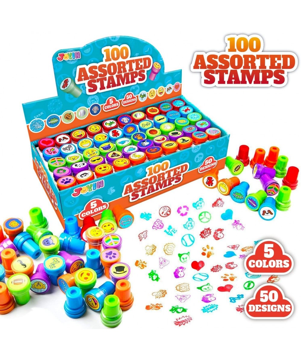 100PCS Assorted Stamps for Kids Self-Ink Stamps for Party Favor Teacher Stamps Kids Treasure Box Prize for Classroom Christma...