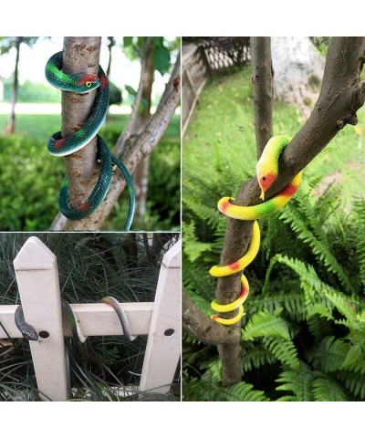 Rubber Snakes to Keep Birds Away 4 Pieces 27.5 Inch Realistic Rubber Snakes Plastic Fake Snakes Toy Snake for Garden Props to...