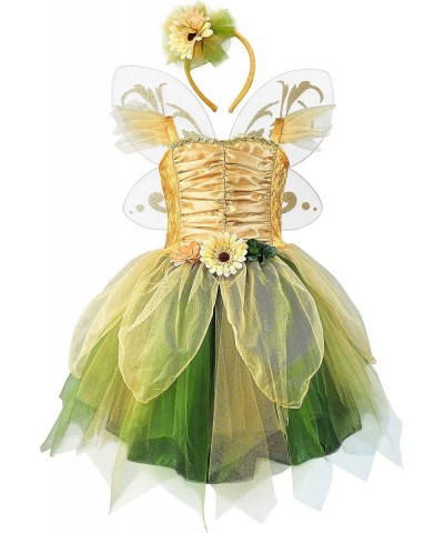 Fairy Costume Dress for Girls Green Princess Flower Girl Dress Tutu Dress with Headband and Wings $47.96 Kids' Costumes