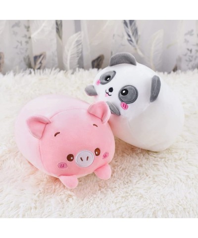 2 Pcs Stuffed Animal Set with Panda and Pig 8 inch Kawaii Plushies Animals Cylindrical Decorative Pillows Cute Pillows Gift S...