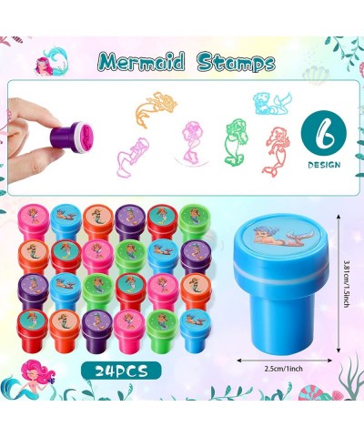 120 Pieces Mermaid Party Favor Set Mermaid Party Goodie Bag Fillers Mermaid Silicone Bracelet Stamper Keychain Rings Temporar...