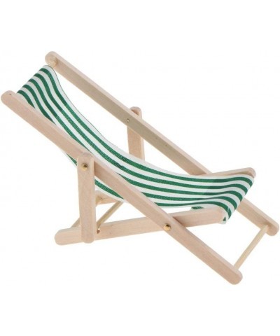 1:12 Scale Wooden Lounge Chair Miniature Dollhouse Foldable Wooden Beach Chair Chaise Longue Toys Dolls House Furniture Acces...